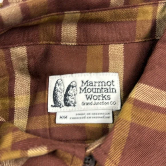 Marmot Mountain Works Fairfax Novelty Lightweight Flannel LS Chocolate Plaid M - Picture 6 of 14
